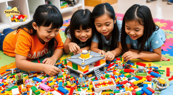 Trẻ em chơi đồ chơi Lego và lắp ghép mô hình
