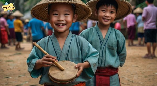 Trẻ em chơi đồ chơi dân gian miền Trung